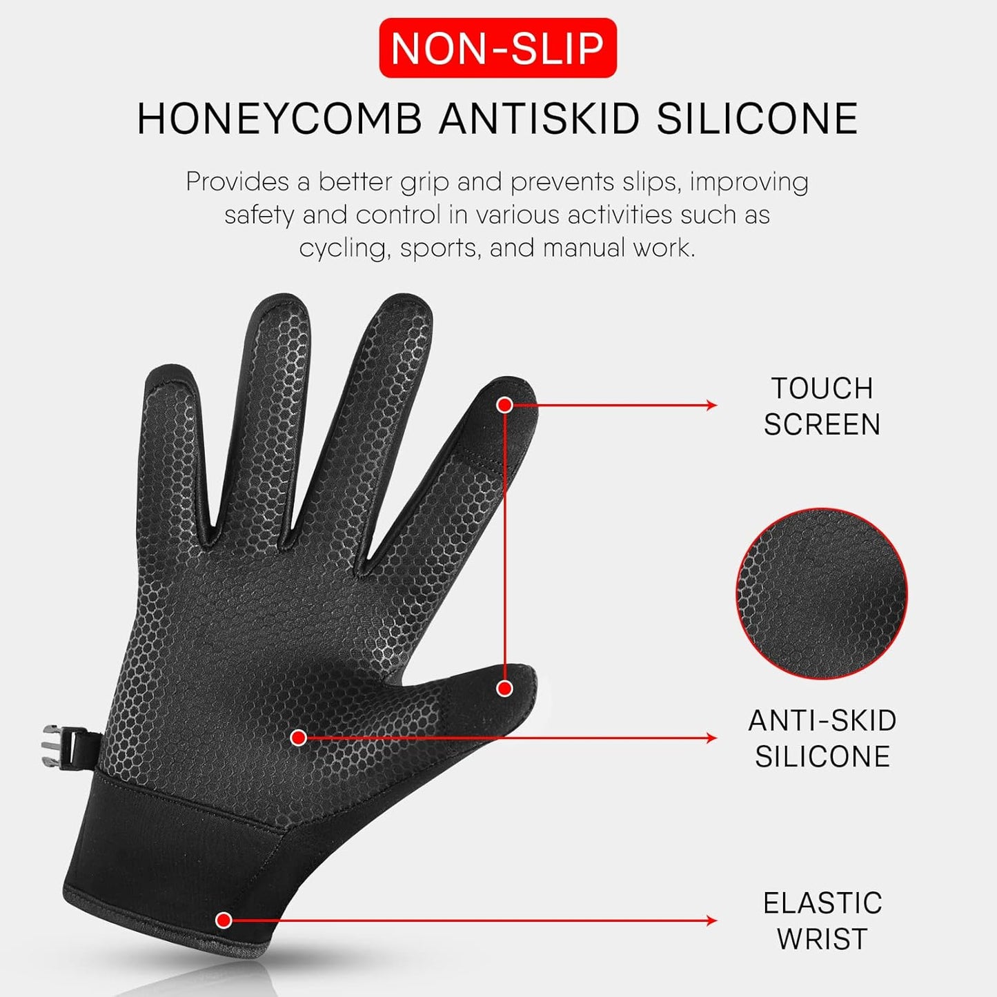 WESTWOOD FOX WFX Thermal Cycling Gloves for Touchscreen, Warm Winter Gloves, Windproof, Non-Slip Fleece Lining, Warm Gloves for Men and Women