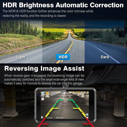 Miden S7 2.5K Front and Rear Dash Cam, 64GB SD Card, 1600P+1080P FHD Car Camera, 3.2" IPS 336° Wide Angle Camera, G-Sensor, WDR, 24H Parking Mode, Loop Recording