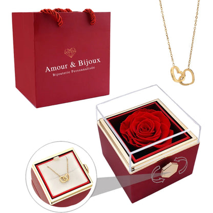 Personalized Intertwined Hearts Necklace + Eternal Rose Box