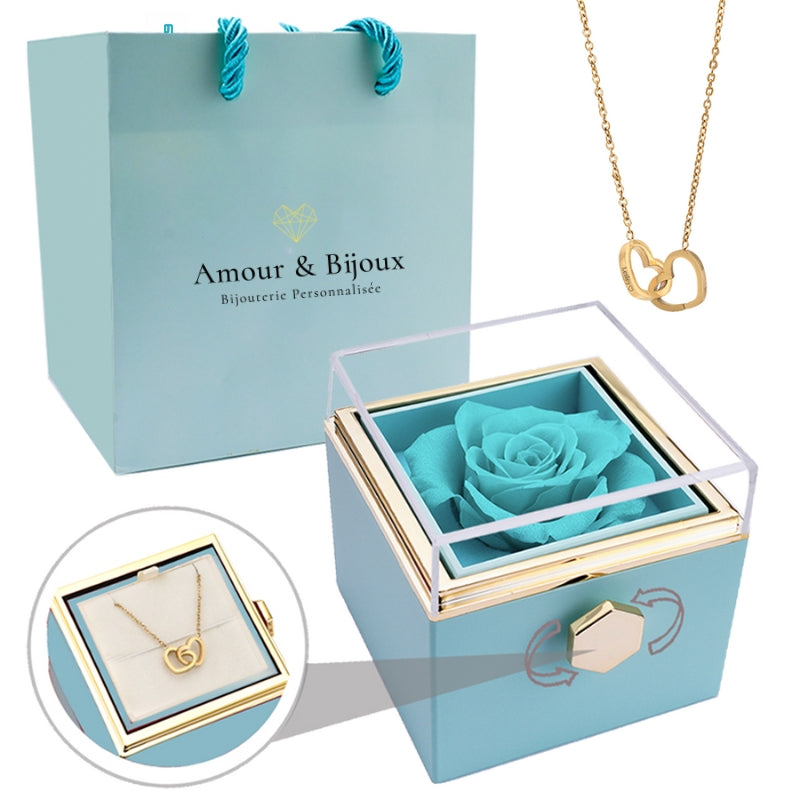 Personalized Intertwined Hearts Necklace + Eternal Rose Box