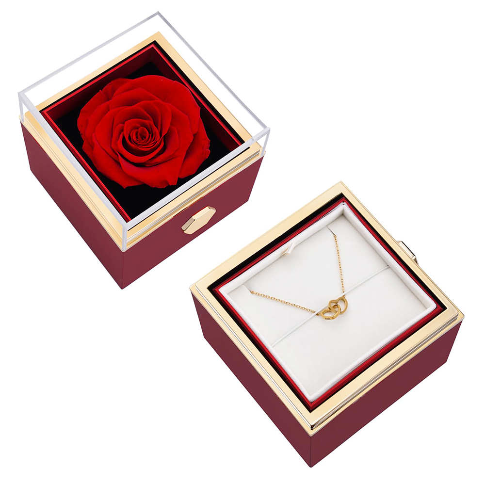 Personalized Intertwined Hearts Necklace + Eternal Rose Box
