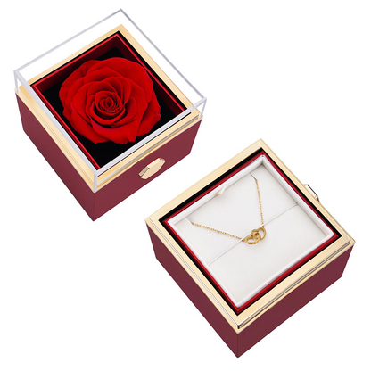 Personalized Intertwined Hearts Necklace + Eternal Rose Box