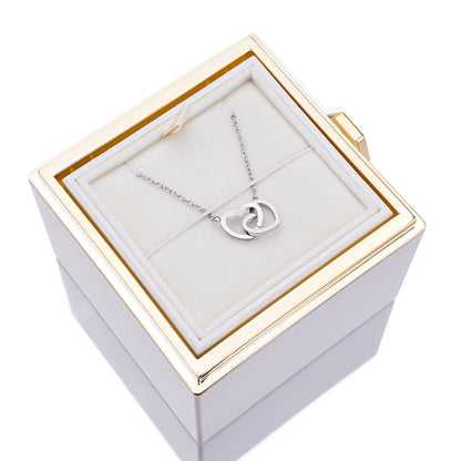 Personalized Intertwined Hearts Necklace + Eternal Rose Box