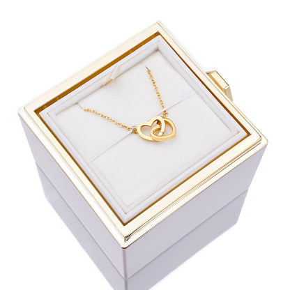 Personalized Intertwined Hearts Necklace + Eternal Rose Box