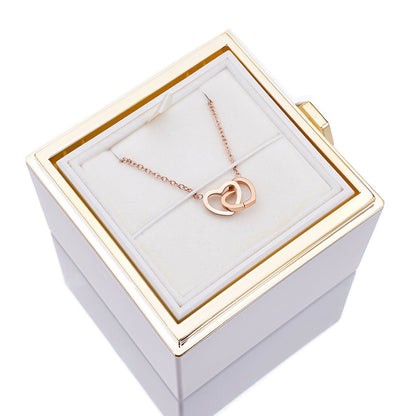 Personalized Intertwined Hearts Necklace + Eternal Rose Box