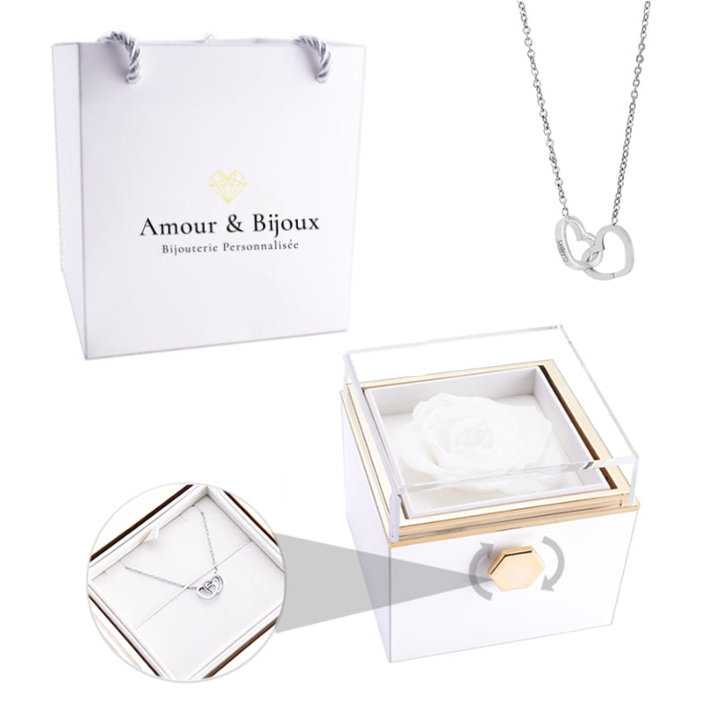 Personalized Intertwined Hearts Necklace + Eternal Rose Box