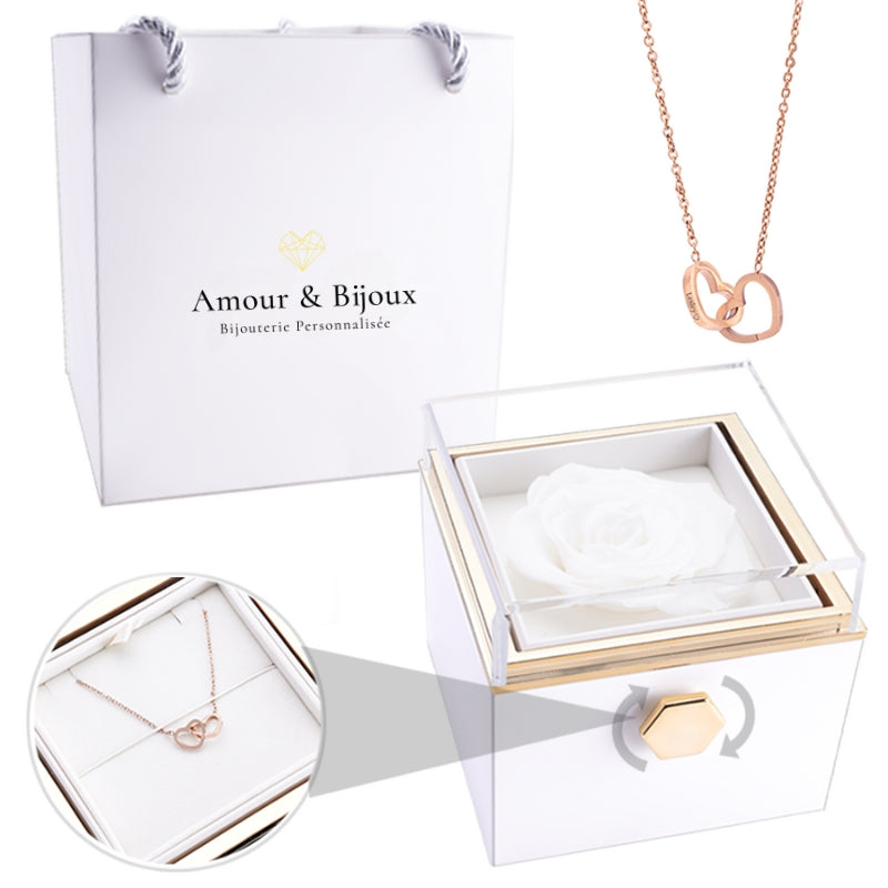 Personalized Intertwined Hearts Necklace + Eternal Rose Box