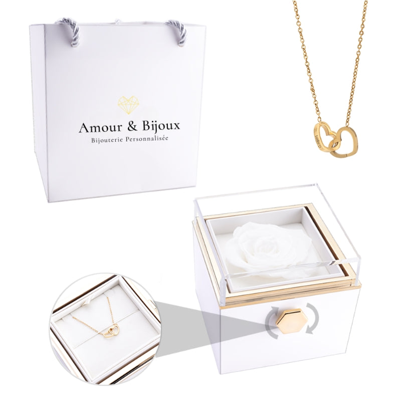 Personalized Intertwined Hearts Necklace + Eternal Rose Box