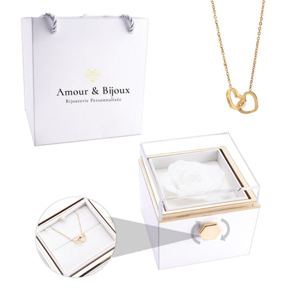 Personalized Intertwined Hearts Necklace + Eternal Rose Box